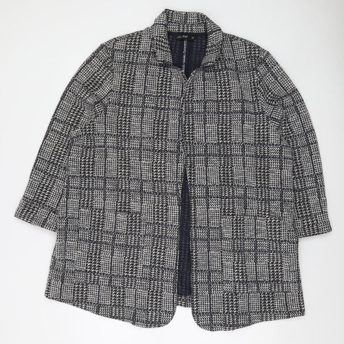F&F Women's Grey Check Tweed Open Front Coatigan Size 22