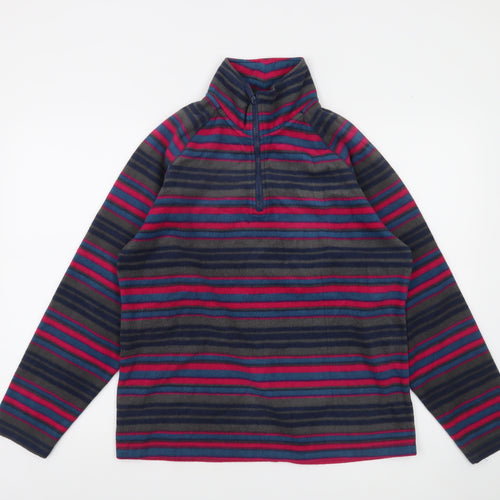 Cotton Traders Men's Multicoloured Striped Fleece 1/2 Zip Sweatshirt M