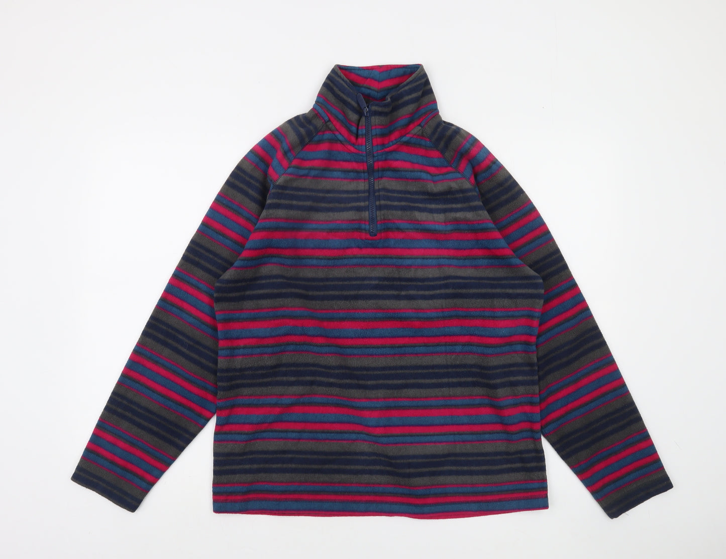 Cotton Traders Men's Multicoloured Striped Fleece 1/2 Zip Sweatshirt M