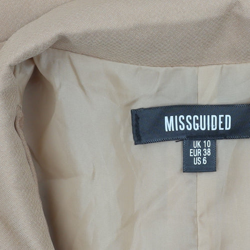 Missguided Women’s Beige Mid-Length 3/4 Sleeve Woven Blazer UK 10