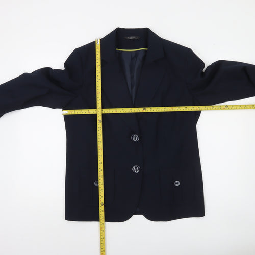 Bm Women's Navy Blue Single-Breasted Blazer Size 16 Classic Fit