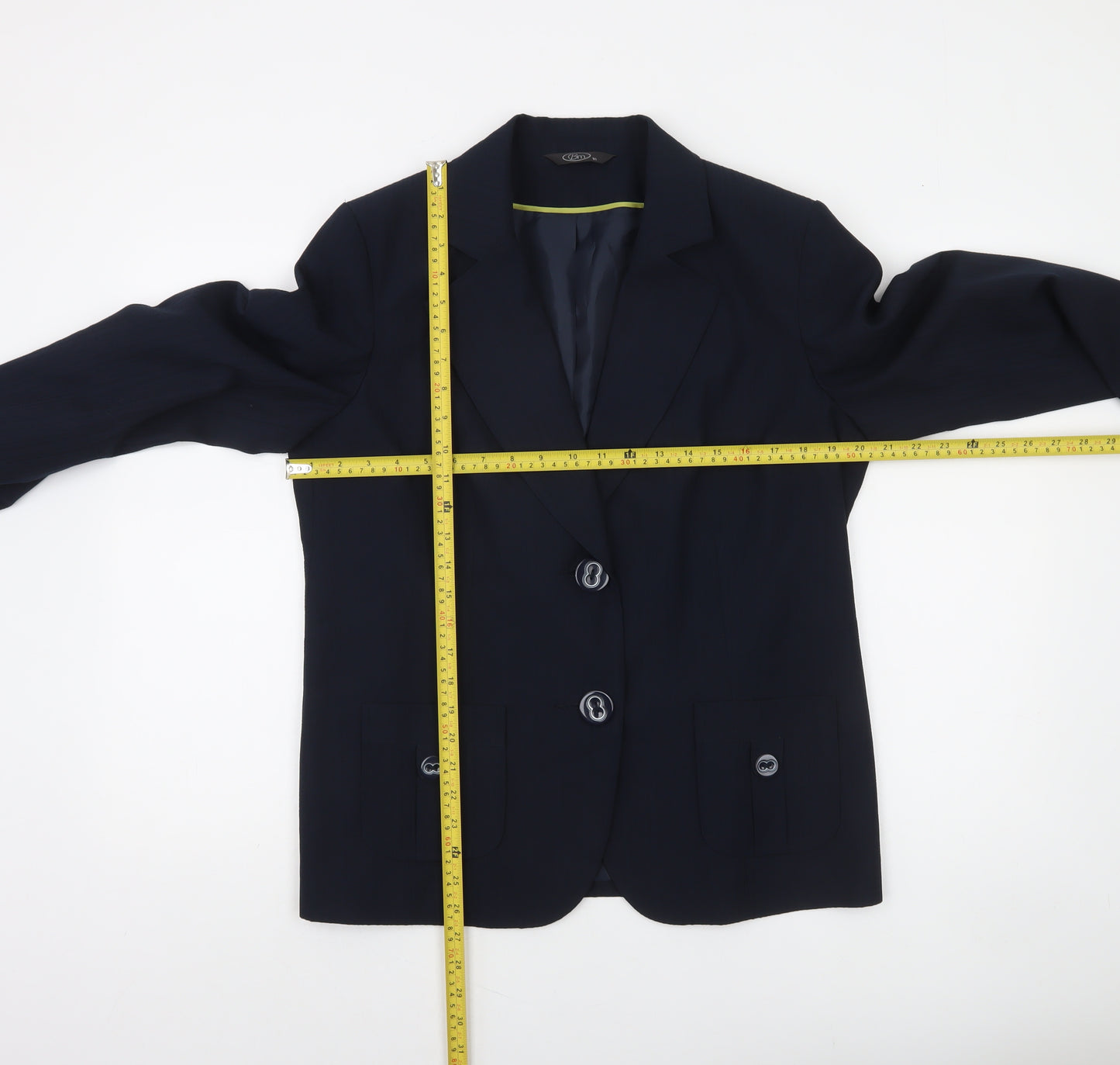 Bm Women's Navy Blue Single-Breasted Blazer Size 16 Classic Fit
