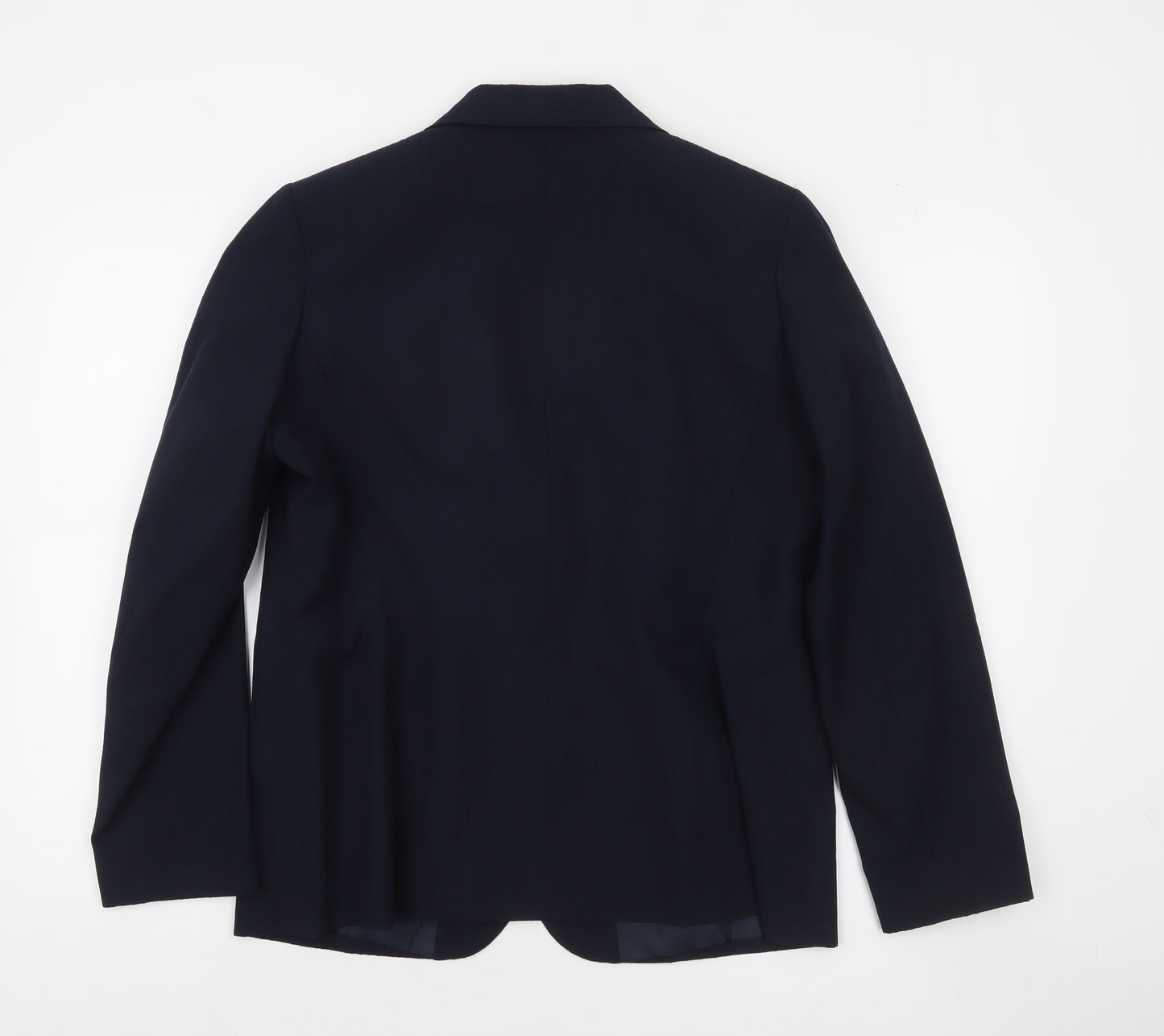 Bm Women's Navy Blue Single-Breasted Blazer Size 16 Classic Fit