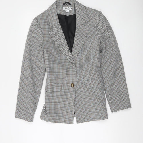 Dorothy Perkins Petite Grey Houndstooth Belted Blazer UK 10