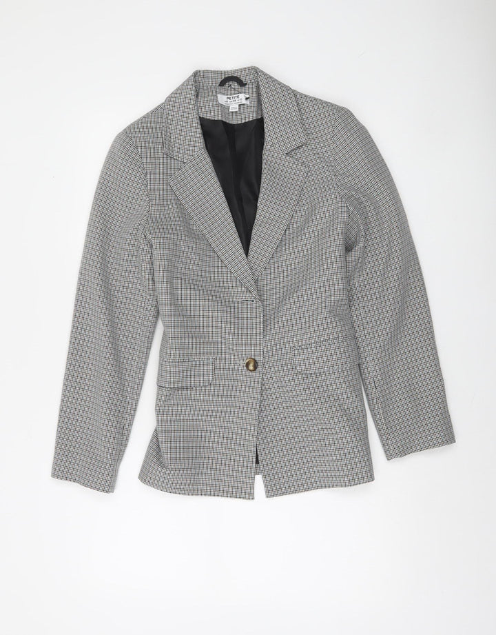 Dorothy Perkins Petite Grey Houndstooth Belted Blazer UK 10