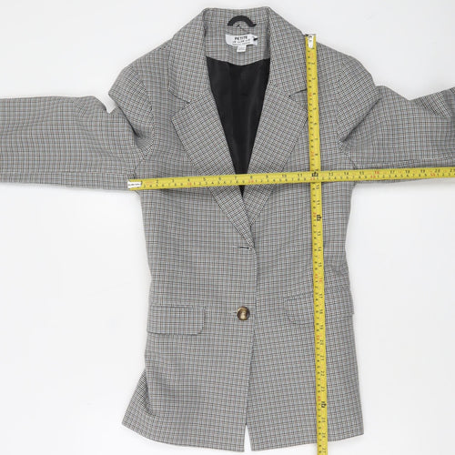 Dorothy Perkins Petite Grey Houndstooth Belted Blazer UK 10