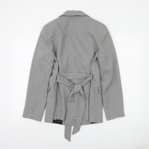 Dorothy Perkins Petite Grey Houndstooth Belted Blazer UK 10