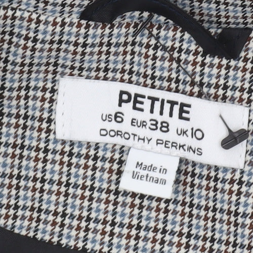 Dorothy Perkins Petite Grey Houndstooth Belted Blazer UK 10