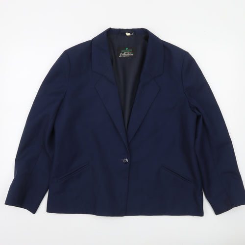 Greenwoods Women’s Navy Blue Single-Breasted Suit Jacket Size 16 Classic Fit