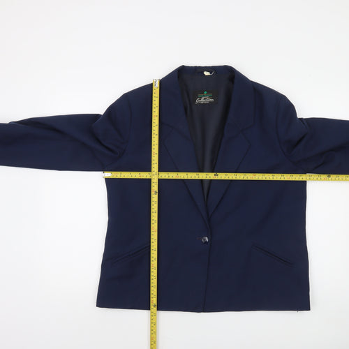 Greenwoods Women’s Navy Blue Single-Breasted Suit Jacket Size 16 Classic Fit