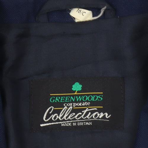 Greenwoods Women’s Navy Blue Single-Breasted Suit Jacket Size 16 Classic Fit