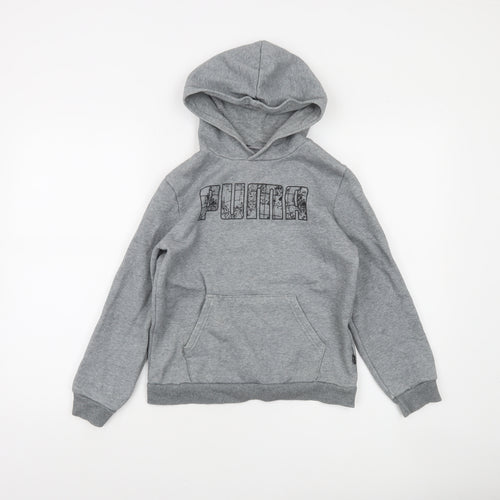 Puma Boys Grey Pullover Hoodie 11-12 Years Regular Fit Cotton Blend
