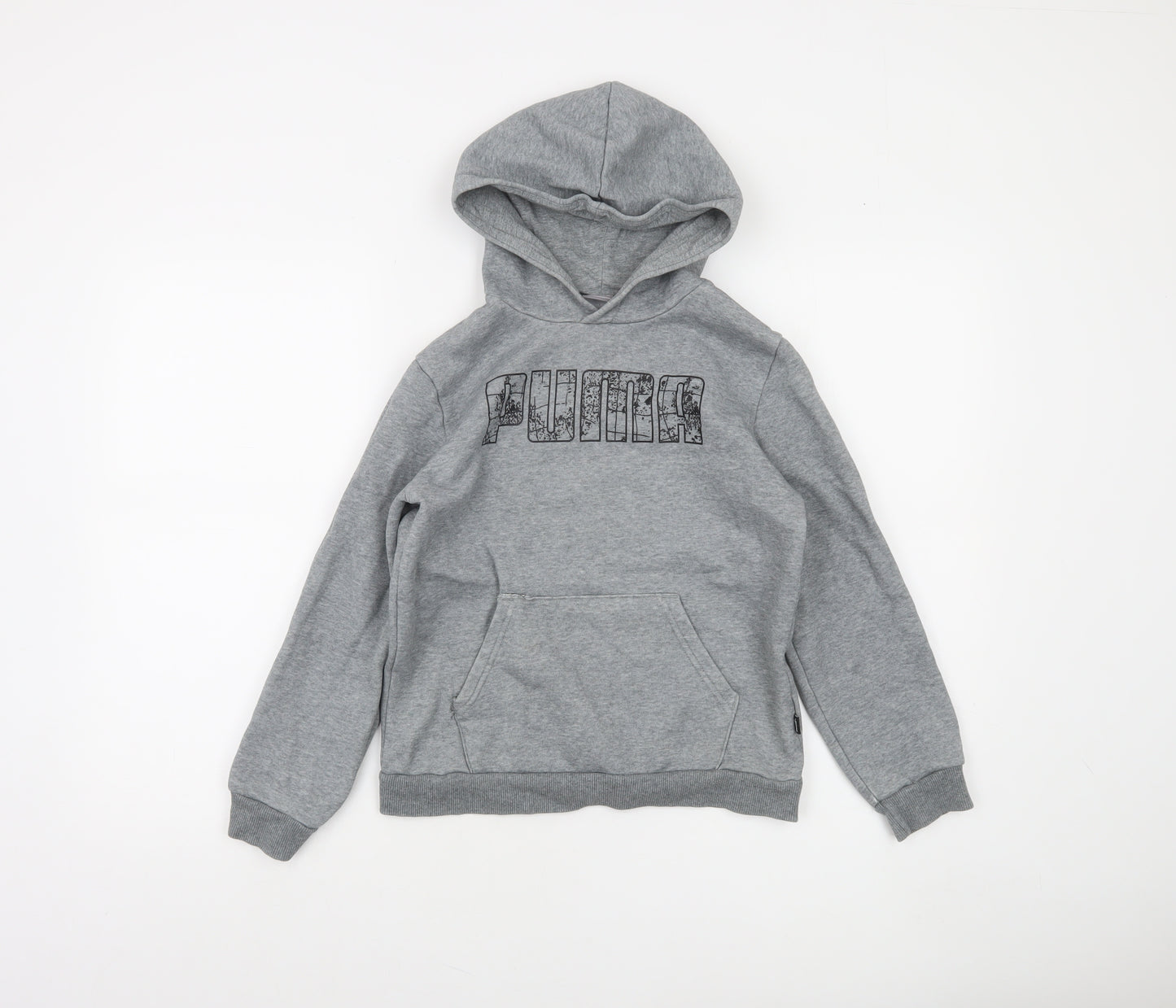 Puma Boys Grey Pullover Hoodie 11-12 Years Regular Fit Cotton Blend