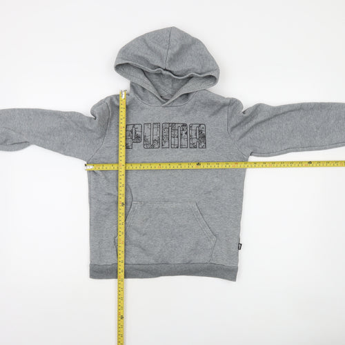 Puma Boys Grey Pullover Hoodie 11-12 Years Regular Fit Cotton Blend
