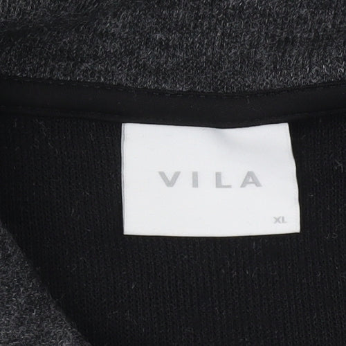Vila Women Grey Collared Full Zip Knit Cardigan XL