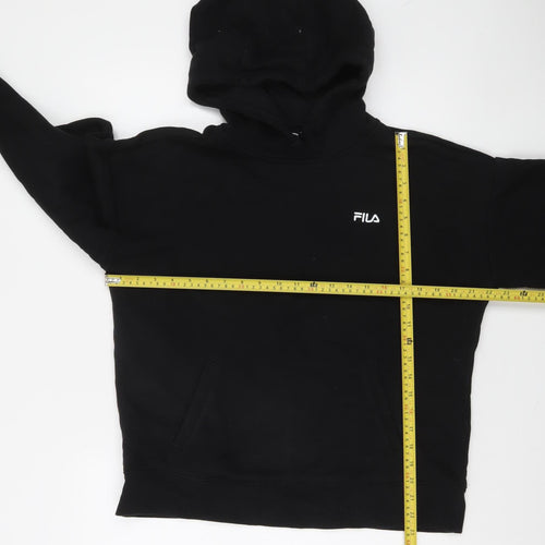 Fila Women's Black Medium Pullover Hoodie Cotton Blend Logo Casual