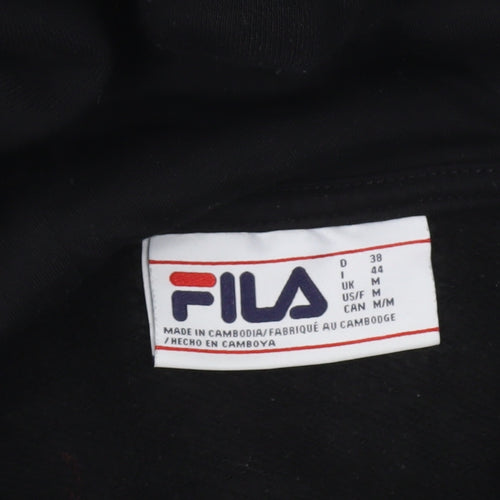 Fila Women's Black Medium Pullover Hoodie Cotton Blend Logo Casual
