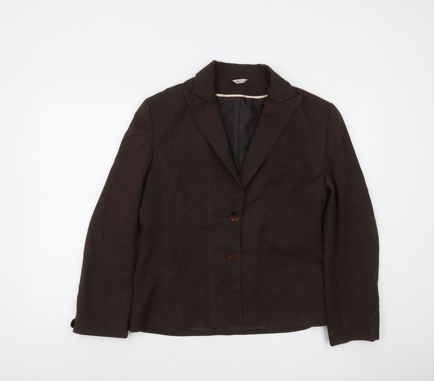 Klass Collection Brown Twill Lined Women's Blazer Size 14
