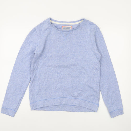 Next Womens Blue Cotton Blend Crew Neck Pullover Sweatshirt Size 8