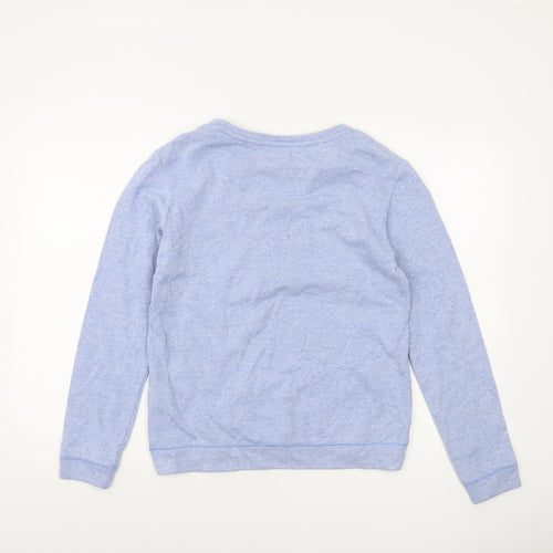 Next Womens Blue Cotton Blend Crew Neck Pullover Sweatshirt Size 8