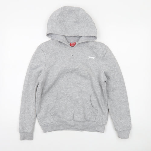 Slazenger Boys Grey Pullover Hoodie 11-12 Years Cotton Blend