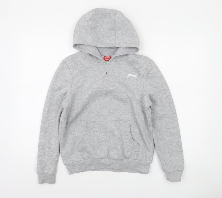 Slazenger Boys Grey Pullover Hoodie 11-12 Years Cotton Blend