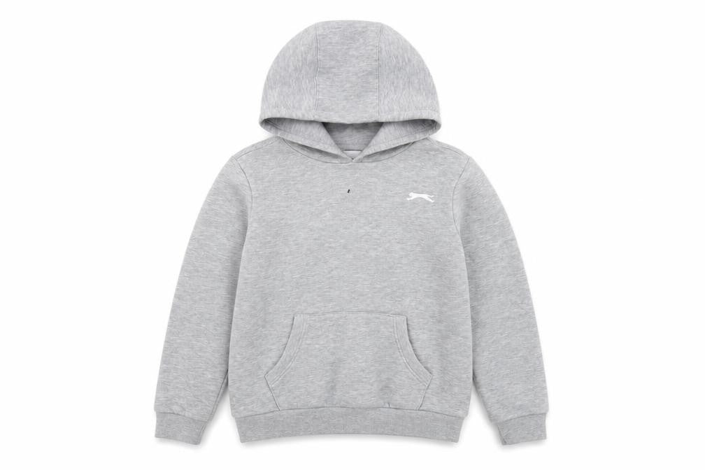 Front view of Slazenger boys’ grey pullover hoodie 11-12 years cotton blend