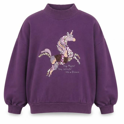 Next Girls Purple Sequin Unicorn Sweatshirt 9 Years Cotton Blend