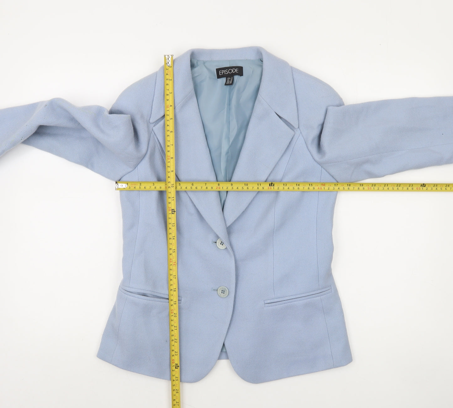 Episode Women Blue Wool Single-Breasted Blazer Jacket UK 10