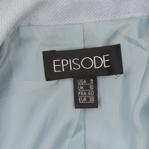 Episode Women Blue Wool Single-Breasted Blazer Jacket UK 10