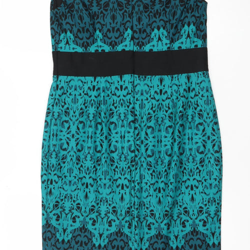 Per Una Women’s Blue Black Beaded Bodycon Knee Length Dress Size 12