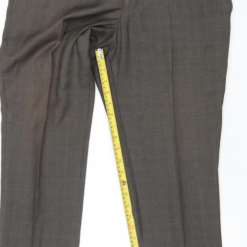 Next Men's Grey 34S Dress Pants Classic Fit Polyester Viscose Trousers
