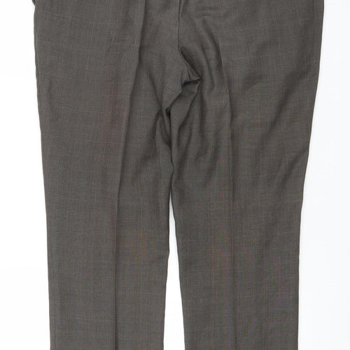 Next Men's Grey 34S Dress Pants Classic Fit Polyester Viscose Trousers