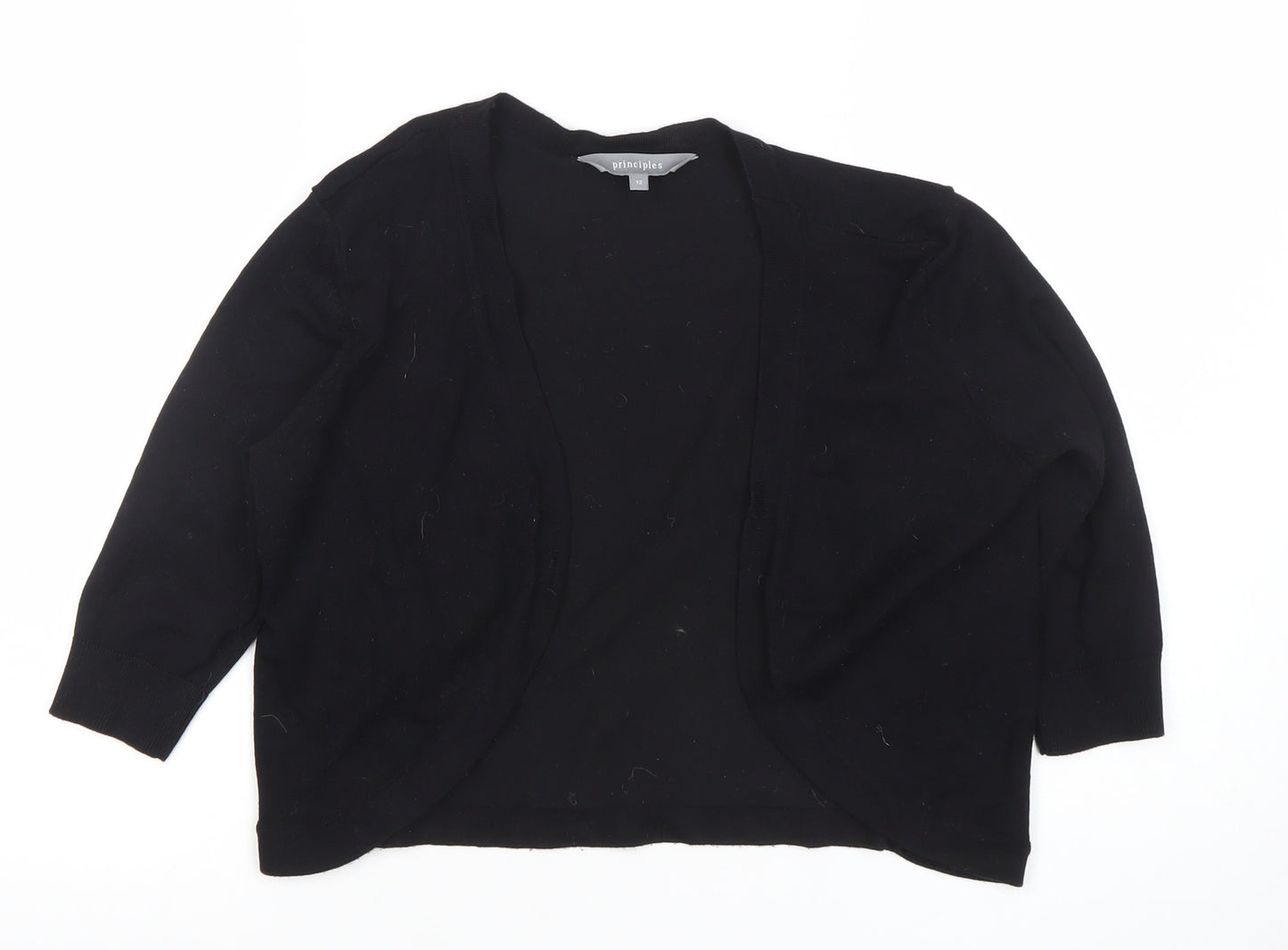 Principles Women's Black Size 12 Open Front 3/4 Sleeve Cardigan