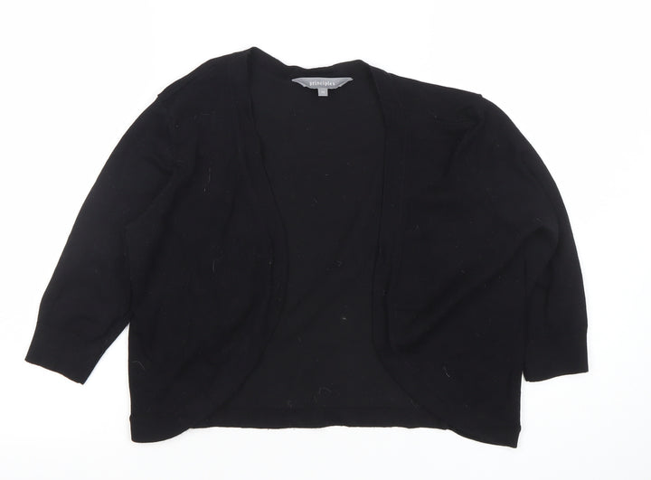 Principles Women's Black Size 12 Open Front 3/4 Sleeve Cardigan