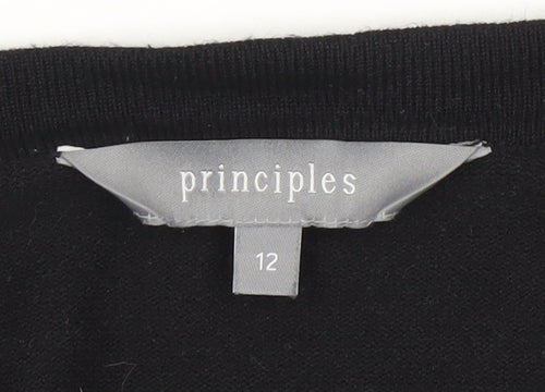 Principles Women's Black Size 12 Open Front 3/4 Sleeve Cardigan