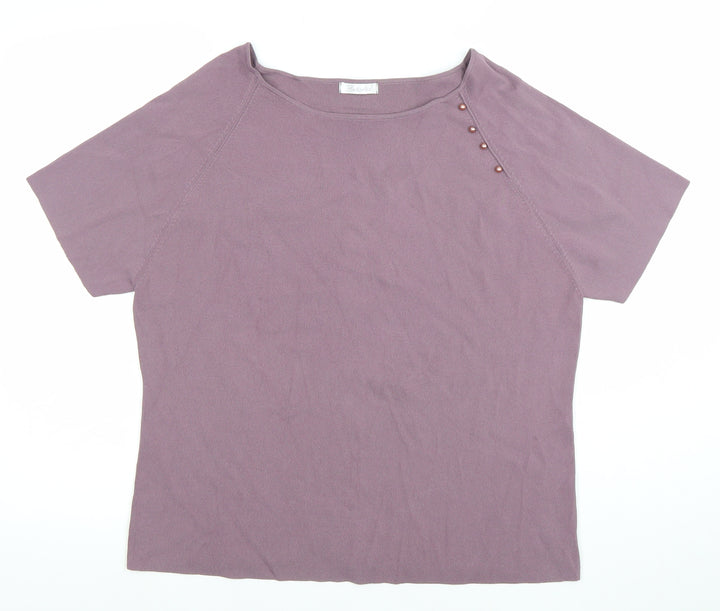 Berkertex Women Purple Short Sleeve Boat Neck Knit Jumper Size 20