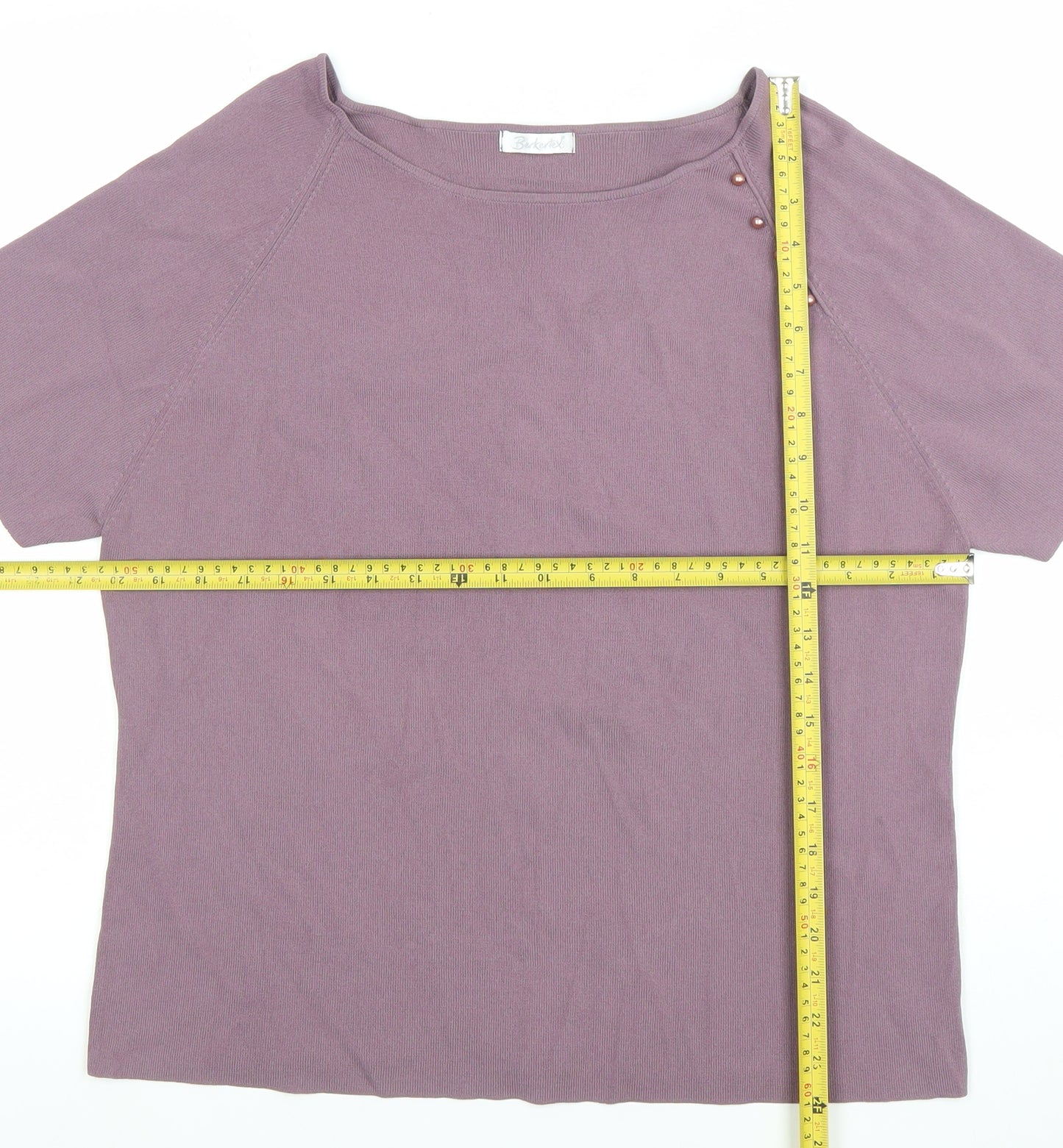 Berkertex Women Purple Short Sleeve Boat Neck Knit Jumper Size 20
