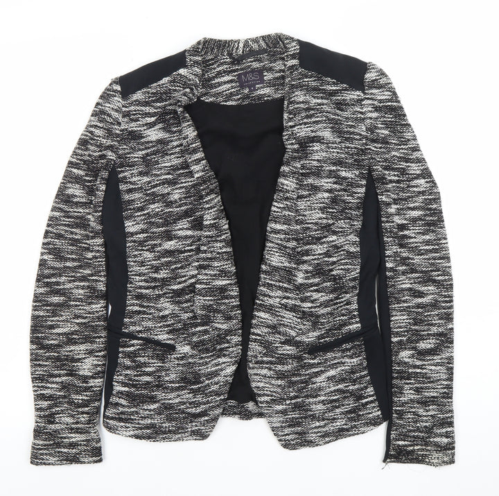 Marks and Spencer Womens Black White Size 8 Open Knit Cardigan