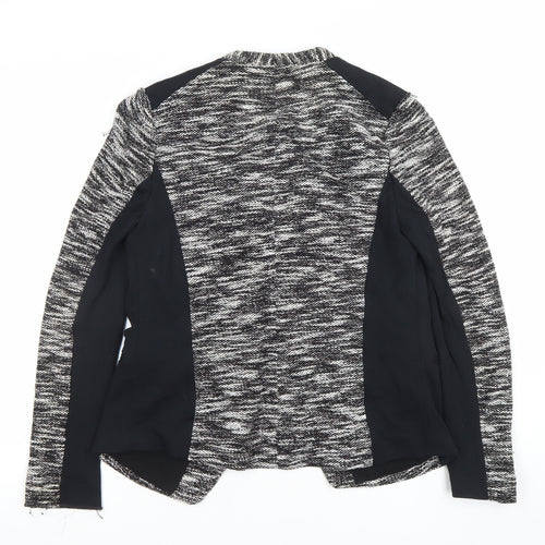 Marks and Spencer Womens Black White Size 8 Open Knit Cardigan