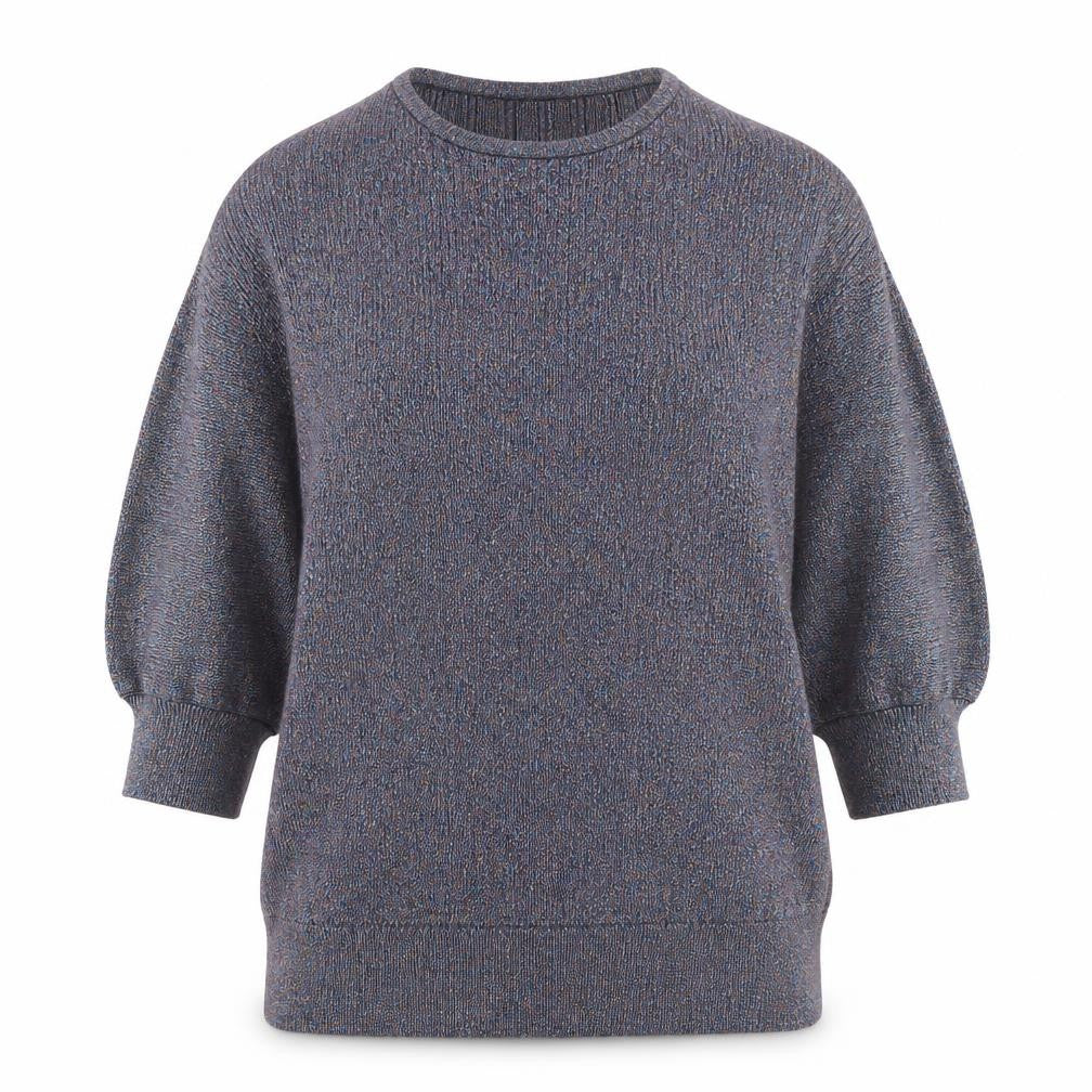 Front view of M&Co Women's Multicoloured Crew Neck 3/4 Sleeve jumper, size 14