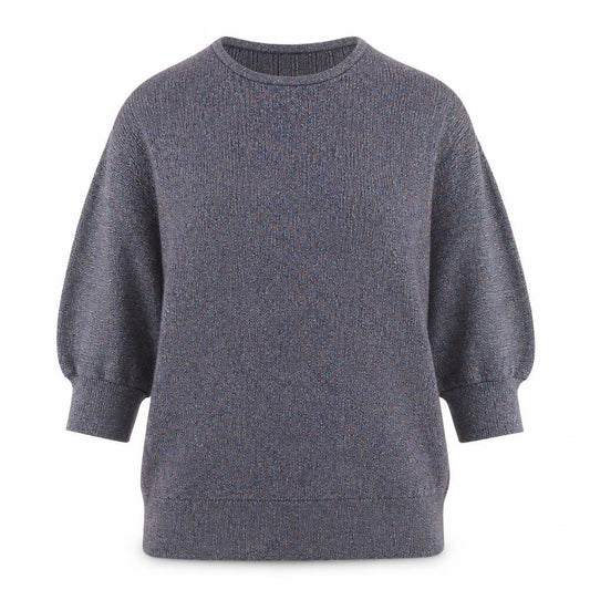 Front view of M&Co Women's Multicoloured Crew Neck 3/4 Sleeve jumper, size 14