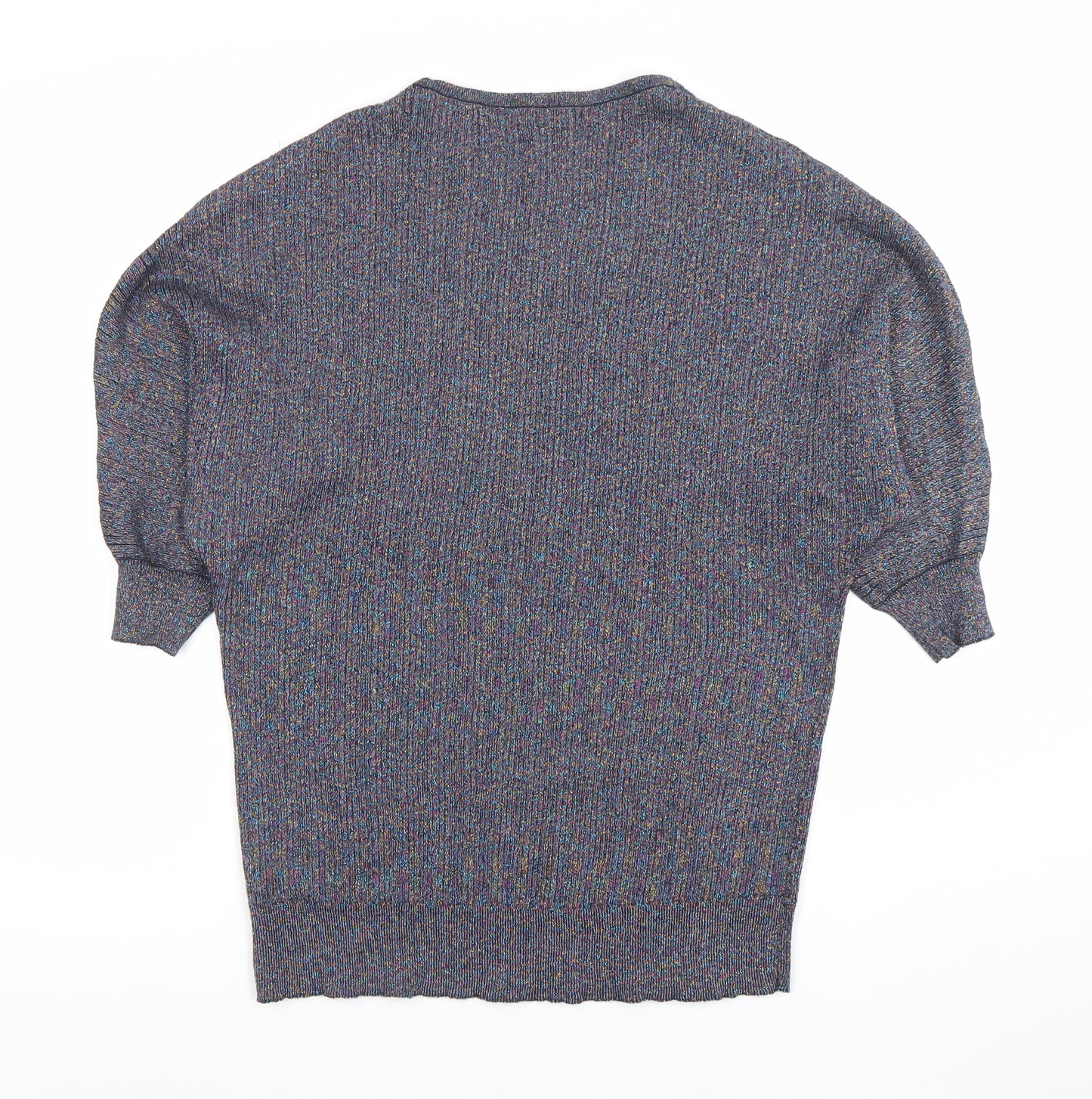 M&Co Women's Multicoloured Crew Neck 3/4 Sleeve Pullover Jumper Size 14