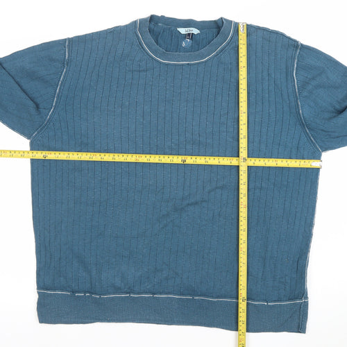 Fat Face Men Blue XL Cotton Crew Neck Pullover Jumper