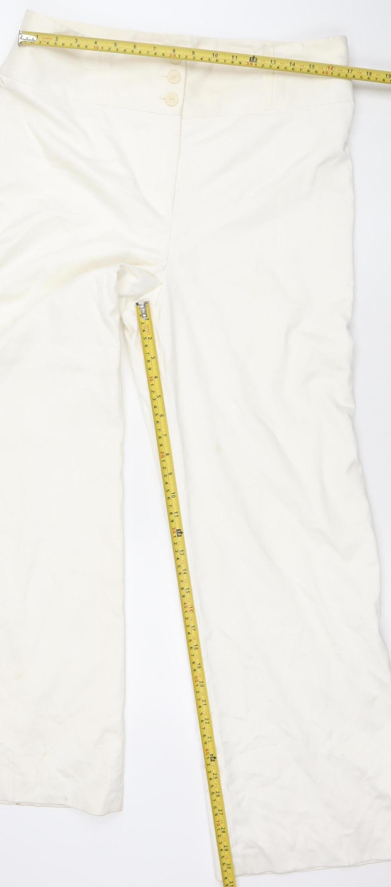 Principles Women’s Ivory Wide-Leg Trousers Size 16 Polyester Viscose Blend