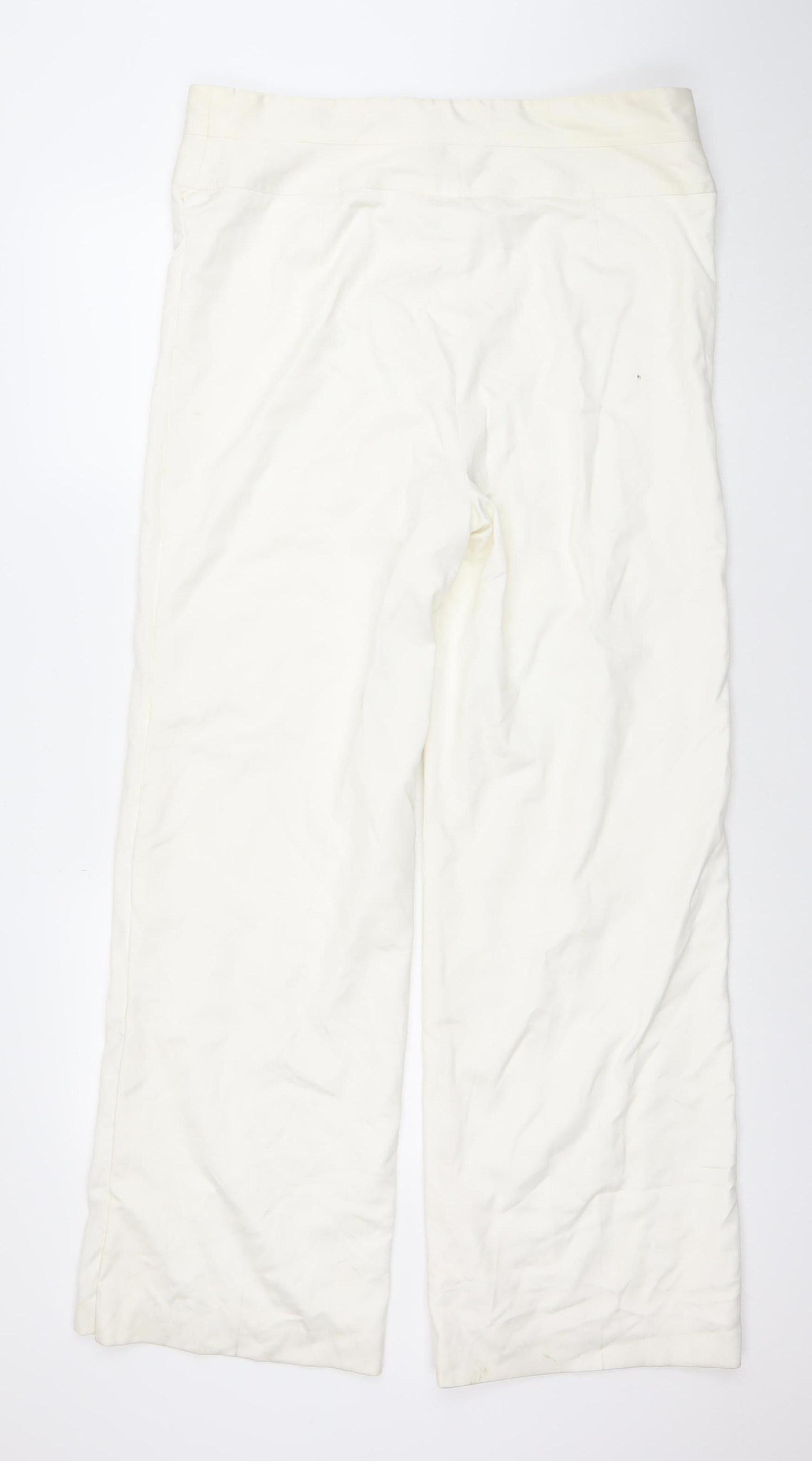 Principles Women’s Ivory Wide-Leg Trousers Size 16 Polyester Viscose Blend