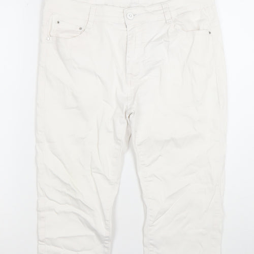 Voggo Women White Capri Jeans Size 14 Stretch Denim