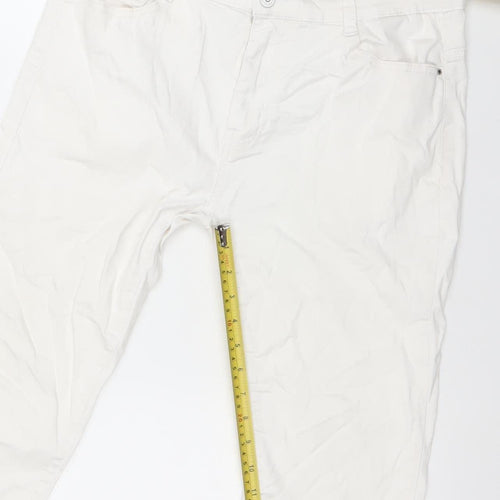 Voggo Women White Capri Jeans Size 14 Stretch Denim