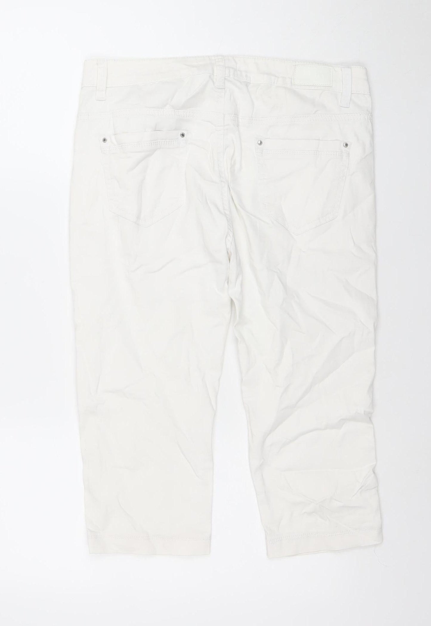 Voggo Women White Capri Jeans Size 14 Stretch Denim