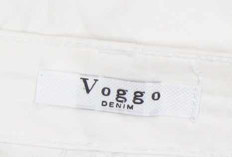 Voggo Women White Capri Jeans Size 14 Stretch Denim